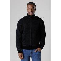Kensington Eastside Men's Sherpa-Lined Zip-Through Cardigan in Black | Size: XL
