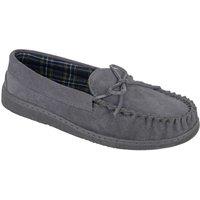 Mokkers Men's Adie Suede Moccasin Slippers in Grey | Size: 7