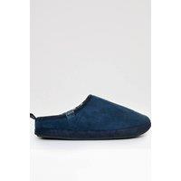 Threadbare Men's Faux Suede Faux Fur Lined Mule Slippers in Navy | Size: 11-12