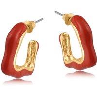 BIG METAL LONDON Women's FINOLA SQUIGGLE ENAMELLED HOOP EARRINGS in Red | Size: 2 cm