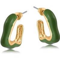 BIG METAL LONDON Women's FINOLA SQUIGGLE ENAMELLED HOOP EARRINGS in Green | Size: 2 cm