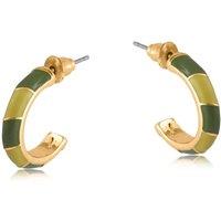 BIG METAL LONDON Women's CAMELIA TWO TONE ENAMEL EARRINGS in Green | Size: 2 cm