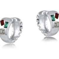 BIG METAL LONDON Women's KRASNOMIRA ENCRUSTED CLICK EARRINGS in Silver | Size: 2 cm