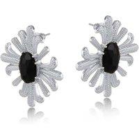 BIG METAL LONDON Women's SAVINA ORNAMENTAL EARRINGS in Silver | Size: 4 cm