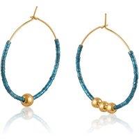 BIG METAL LONDON Women's ANASTASIA BEADED HOOP EARRINGS in Blue | Size: 4 cm