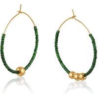 BIG METAL LONDON Women's ANASTASIA BEADED HOOP EARRINGS in Green | Size: 4 cm