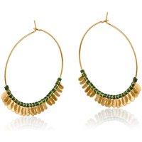 BIG METAL LONDON Women's GERGANA BEADED HOOP EARRINGS in Green | Size: 4 cm