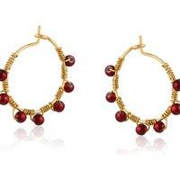 BIG METAL LONDON Women's SVETLA BEADED HOOP EARRINGS in Red | Size: 2 cm