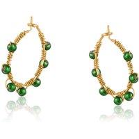 BIG METAL LONDON Women's SVETLA BEADED HOOP EARRINGS in Green | Size: 2 cm