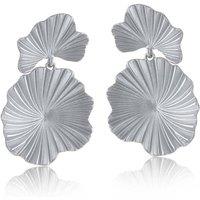 BIG METAL LONDON Women's ALICE FLORAL DROP MATTE EARRINGS in Silver | Size: 5 cm