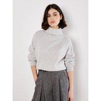 Apricot Women's Cable Knit Roll Neck Jumper in Grey | Size: 12