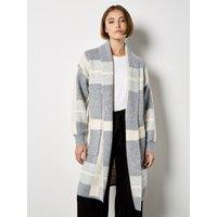 Apricot Women's Stripe Colour Block Long Cardigan in Light Grey | Size: 12