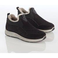Coopers of Stortford Women's Women's Suede-Look Fleece Lined Slip-On Trainers with Grip Sole in Black | Size: 4
