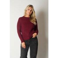 SOLO Women's Cable Knit Jumper in Wine | Size: 8