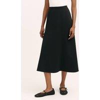Finery London Women's Mae Ponte Jersey A-Line Midi Skirt in True Black | Size: 18