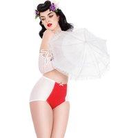 Lady Olga Women's British Made High Waisted Polka Dot Retro Inspired Brief in Red | Size: 22