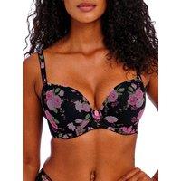 Freya Women's Rose Blossom Moulded Plunge T-Shirt Bra in Black | Size: 38C