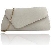Vellin Women's Envelope Clutch Bag with Gold Chain Strap in Cream