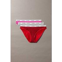 Calvin Klein Women's Icon Logo Bikini 3Pk Blotched Plaid+Adrenaline Rush/Blac | Size: Small