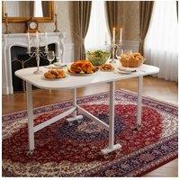 Living and Home Folding Drop Leaf Table with 6 Wheels in White