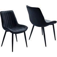 Living and Home Set of 2 Upholstered Dining Chairs in Black