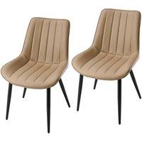 Living and Home Set of 2 Upholstered Dining Chairs in Light Brown