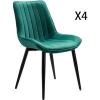 Living and Home Set of 4 Upholstered Dining Chairs in Green