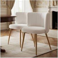 Living and Home Set of 2 Upholstered Dining Chairs in White