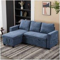 Living and Home L-Shaped Corner Sofa Bed 3 Seater Sofa with Storage in Blue