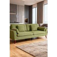 Living and Home 2-Seater Chenille Upholstered Sofa with Pillows in Green