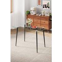 Living and Home Modern Dining Table with Tempered Glass Tabletop & Metal Legs in Black