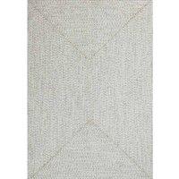 THE RUGS Indoor Outdoor Trenzado Rug Polypropylene Bordered Plain Design in White | Size: 150 cm diameter