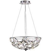 Netlighting Galilea Ceiling Pendant 4 Light G9 Polished Chrome Crystal in Grey