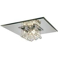 Netlighting Starda Flush Ceiling Square 8 Light G9 Polished Chrome Crystal in Grey