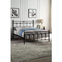 SlumberWorx Bayford Traditional Vintage Style Metal Bed Frame in Black | Size: Small Double