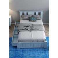 Somnior Elwood 3FT Single Solid Wooden Bed Frame with 3 Drawers - Blue