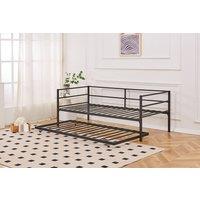 Crazy Price Beds Ltd Catton Black Metal Day Bed With Trundle | Size: Single