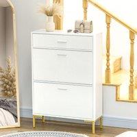 HOMCOM Shoe Cupboard for Hallway with Flip Drawers 12 Pair Shoe Storage in White