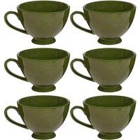 Dibor Set of 6 Montmartre Large Olive Green Ceramic Tea Cups Coffee Mugs | Size: 6 Pack