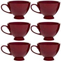 Dibor Set of 6 Montmartre Large Malbec Red Ceramic Tea Cups Coffee Mugs | Size: 6 Pack