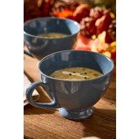 Dibor Set of 12 Montmartre Large French Blue Ceramic Tea Cups Coffee Mugs | Size: 12 Pack