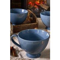 Dibor Set of 8 Montmartre Large French Blue Ceramic Tea Cups Coffee Mugs | Size: 8 Pack
