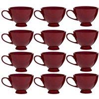 Dibor Set of 12 Montmartre Large Malbec Red Ceramic Tea Cups Coffee Mugs | Size: 12 Pack