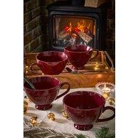 Dibor Set of 8 Montmartre Large Malbec Red Ceramic Tea Cups Coffee Mugs | Size: 8 Pack