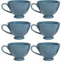 Dibor Set of 6 Montmartre Large French Blue Ceramic Tea Cups Coffee Mugs | Size: 6 Pack