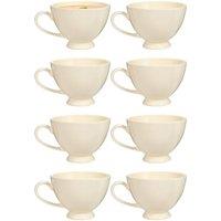 Dibor Set of 8 Montmartre Large White Ceramic Tea Cups Coffee Mugs in Cream | Size: 8 Pack