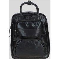 Ashwood Leather Compact Leather Backpack with Front Zip Pockets in Black