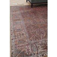Kukoon Burgundy Distressed Washable & Liquid Repellent Living Room Area Rug in Plum | Size: 80 cm x 150 cm