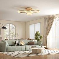 HOMCOM Modern 4-Ring Flush Mount Ceiling Light, LED Ceiling Light, Gold