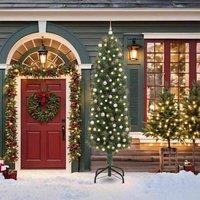 Berkfield Home Artificial Christmas Tree with 300 LEDs with Stand Green 210 cm